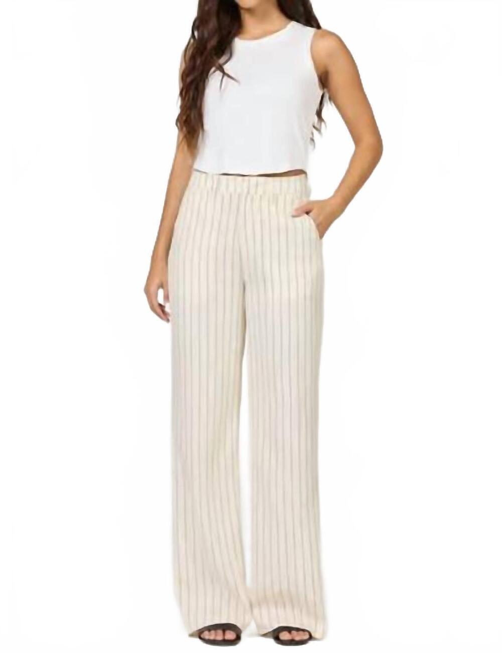 NEW DEAR JOHN DENIM brandy wide leg stripe pant in creamy black